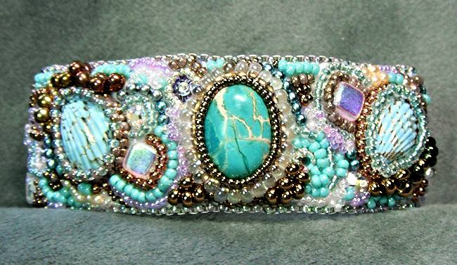 Bead Embroidery Cuff Bracelet