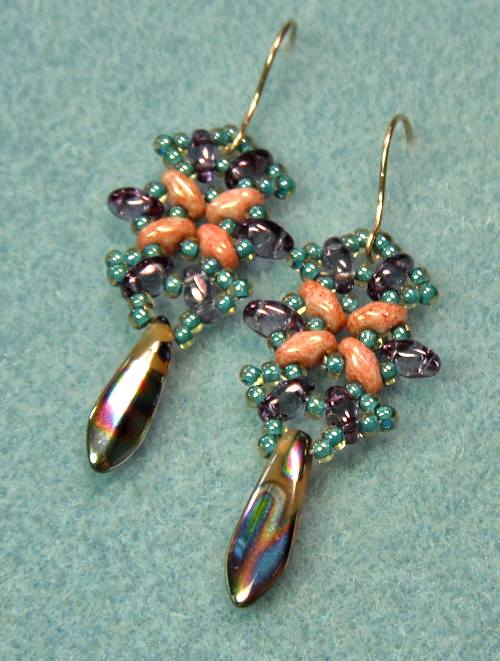 Starflower Earrings with Superduo Beads